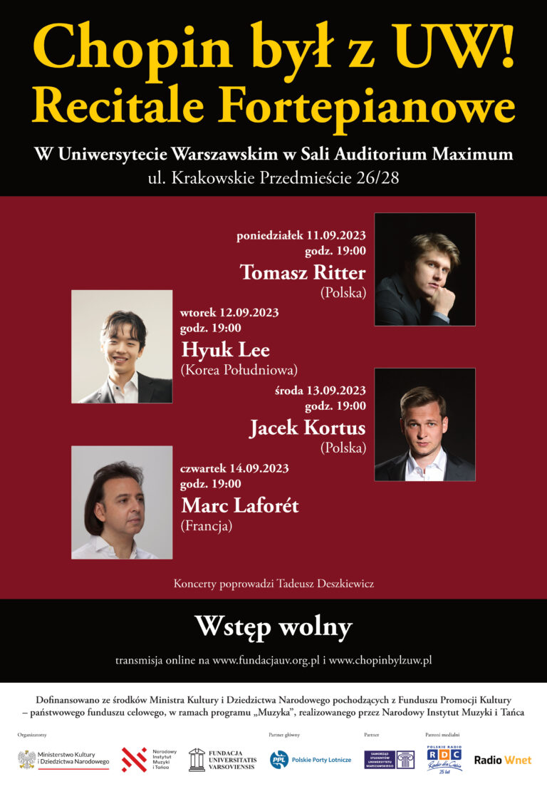 „Chopin był z UW” Cykl recitali fortepianowych w Uniwersytecie Warszawskim