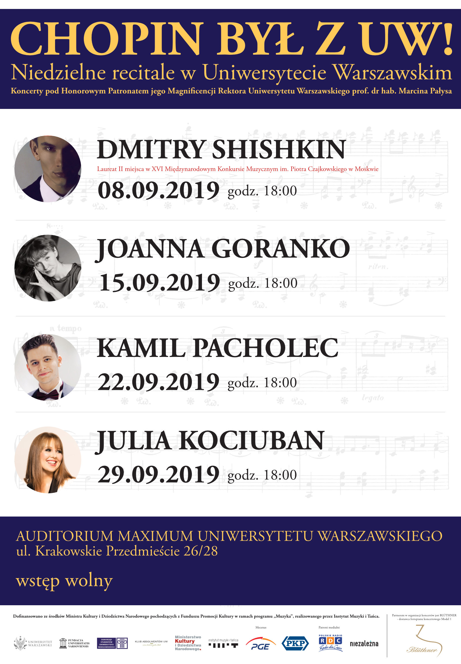 „Chopin był z UW” – Cykl recitali chopinowskich na Uniwersytecie Warszawskim