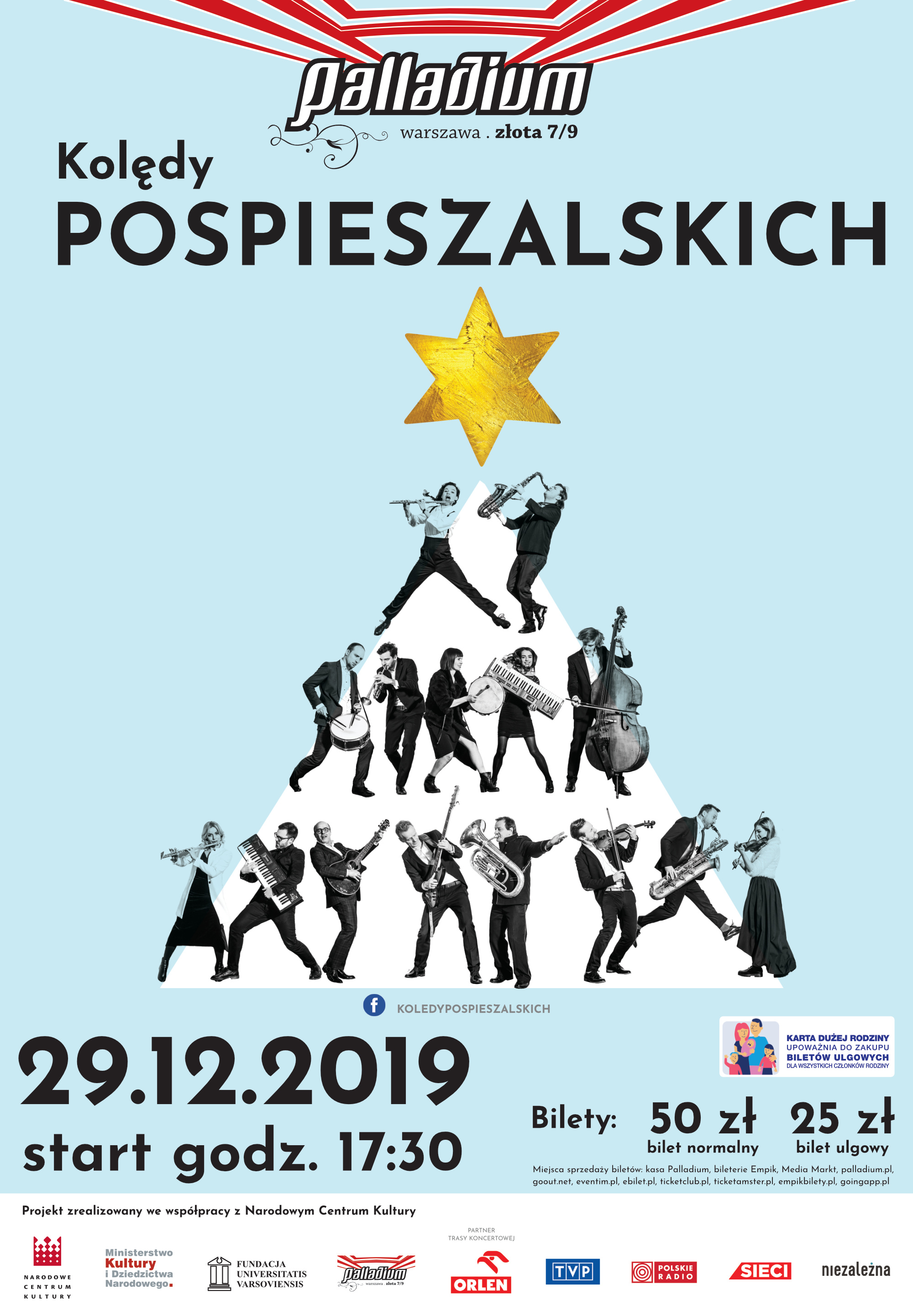 29 grudnia 2019 r . o godz. 17.30 w Palladium odbędzie się wieczór kolęd w wykonaniu Rodziny Pospieszalskich